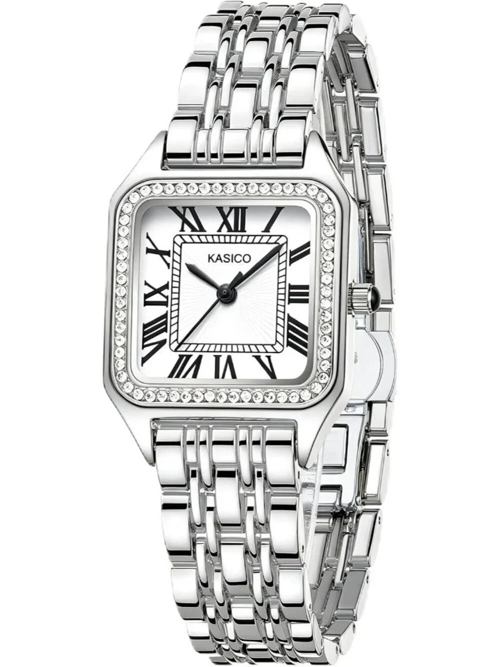 Women's Silver White Luxury Minimalist Roman Numeral Dial Casual Wrist Watch